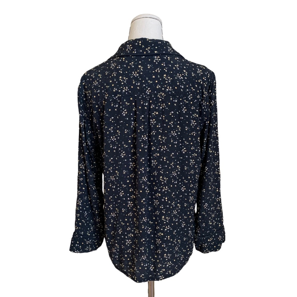 Ganni Designer Printed Crepe Shirt Black Ditsy Fl… - image 5